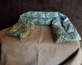 Microwave Aromatherapy Neck Wrap, 100% Cotton and Organic Flax Seed Hot/Cold