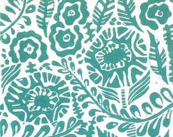 Blithe Linocut Relief Print Original in Verdigris