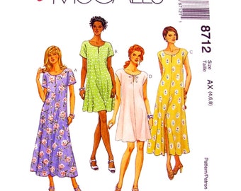 Womens Dress Pattern McCalls 8712 Loose Flared Dress Keyhole Dress Easy Womens Sewing Pattern Size 4 6 8 UNCUT