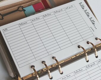 Printed Bill Payment Personal Planner Inserts
