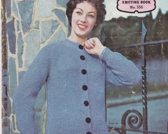 ON SALE On Sale - Paton's Knitting Pattern No 558 For Family Featuring Bouclon Kemtweed (Vintage 1950s)