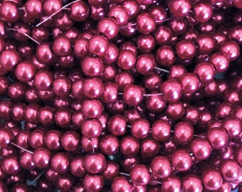 X 50 pearls 6 MM FUCHSIA
