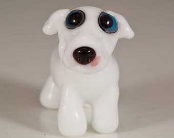 SALE - White Great Dane Lampwork Dog Bead