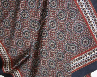 Navy and Red Paisley Scarf - Vintage - 22 x 22" Square