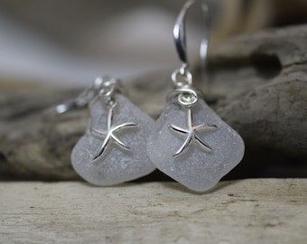 Genuine Sea Glass earrings - genuine Sea Glass -Sterling silver -Beach Glass -Jewelry -surf tumbled -handcrafted