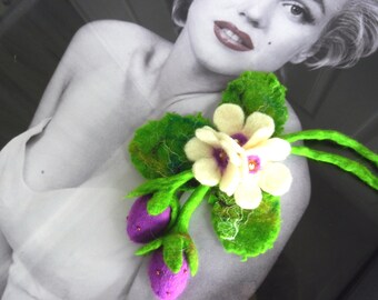 Felted Flower, Hand Felted BROOCH