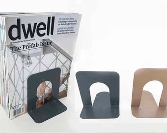 The Minimalist Magazine Vintage 90s Bookends Grey Taupe Steel Office Dividers Set of 2 Mid Century Industrialist Steel Organizer Desk Object