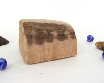 Figured Maple Wood Box, live edge, guitar pick holder, engagement ring box, ring bearer box, proposal box, earring box, small gift box