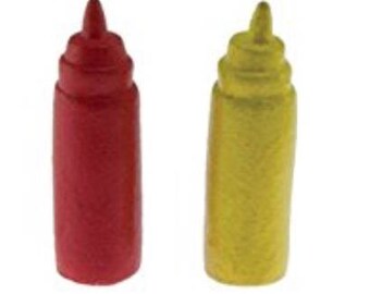 Dollhouse Miniature Ketchup & Mustard Bottles