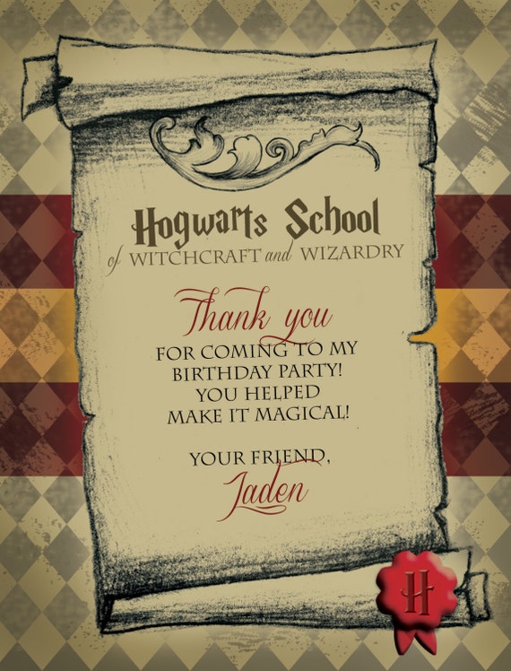 Harry Potter Thank You Tags