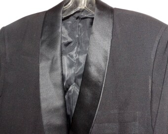 1970 Mens Black Tuxedo Jacket L Vintage Retro