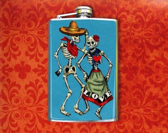 Flask 8oz Dancing Skeletons #209