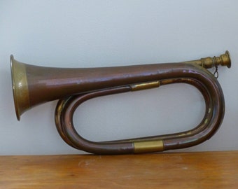 Bugle vintage old instrument decor copper brass vintage old brass instrument midcentury french