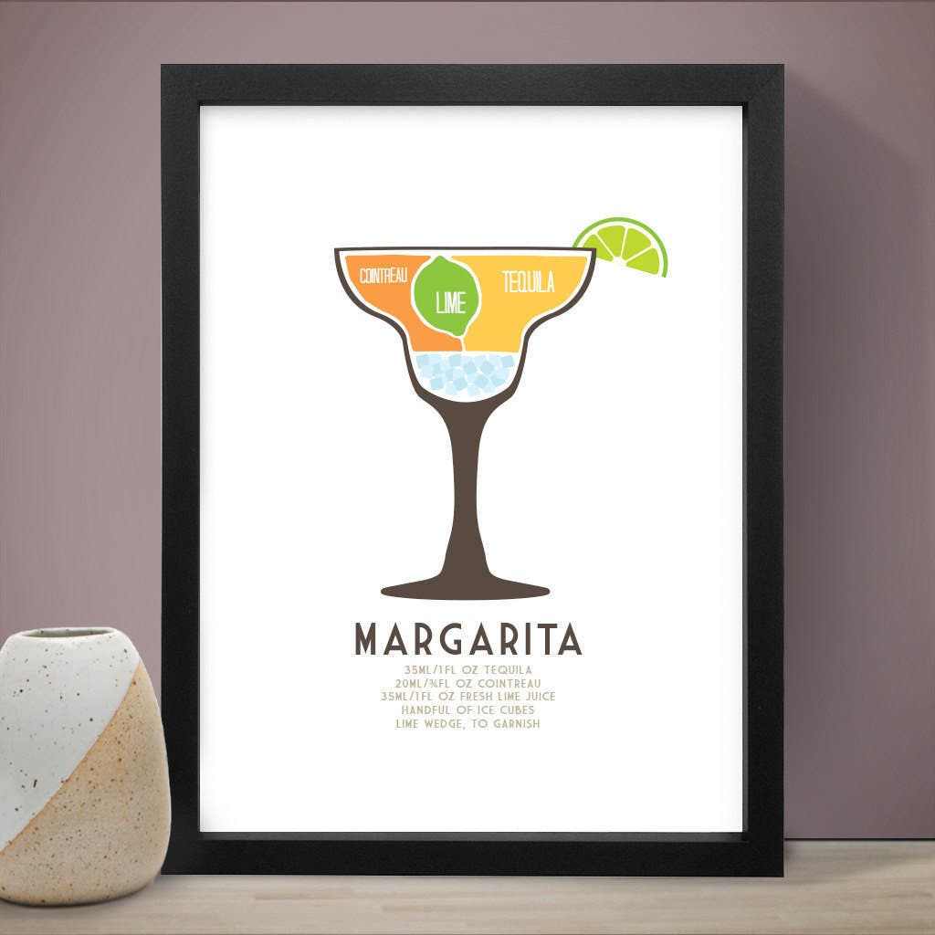 Margarita Cocktail Poster Drink Poster Recipe Print