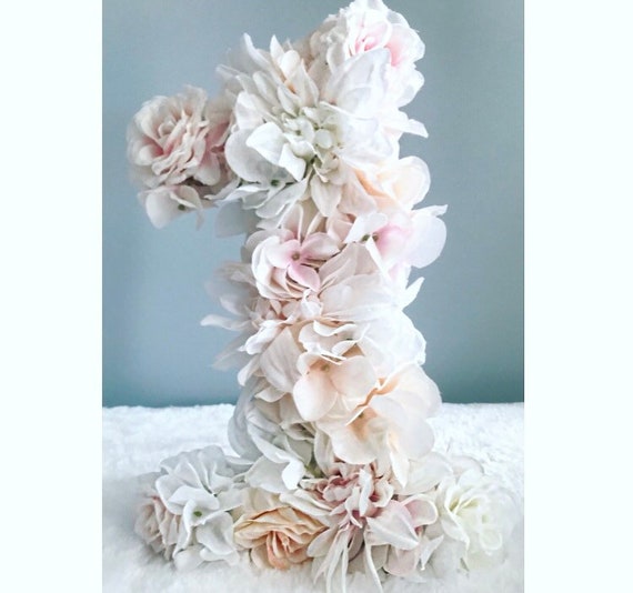 Gorgeous Floral Letter in Ivory, Blush, and Peach | Nursery Floral Initial | Floral Letters