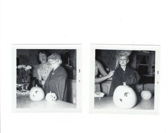 two vintage halloween carving pumpkins snaps