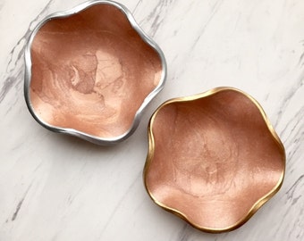 Rose Gold Luxe Jewelry Dish, Catch-Alls Container, Buyer's Choice, Modern Minimalist Decor, Handmade Gifts for Her, Rose Gold Trinket Dish