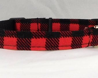 Cat Collar or Kitten Collar - Buffalo Plaid