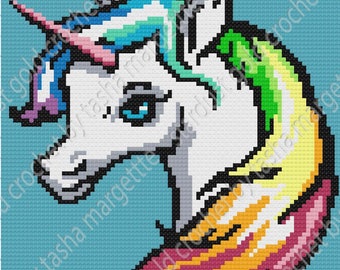Rainbow Unicorn C2C Graphgan, Graph, Cross-Stitch Written, Unicorn Crochet Blanket - Crochet Pattern
