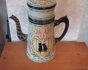 decorated in Alsace, old aluminum coffee pot