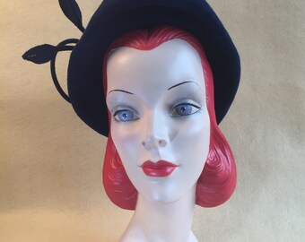 40s original navy felt hat