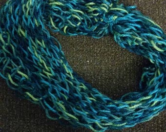 Blue and greens one time wrap infinity scarf