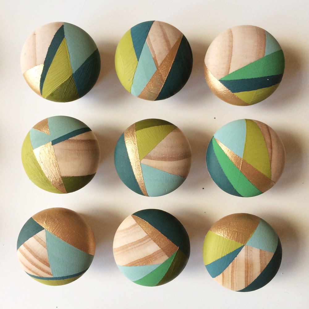 Olive. Hand painted colourful door knobs handles priced per