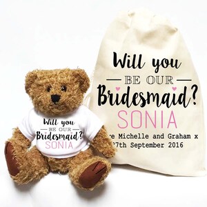 personalised bridesmaid teddy bear