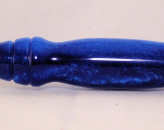 Chrome coffee scoop with hand crafted blue iridescent acrylic handle