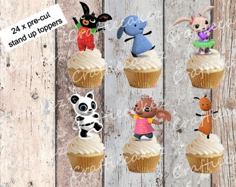 24 x Pre Cut Edible Bing Stand Up Cupcake Toppers