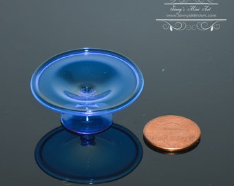 1:12 Dollhouse Miniature Cake Stand, Blue Glass BD HB261
