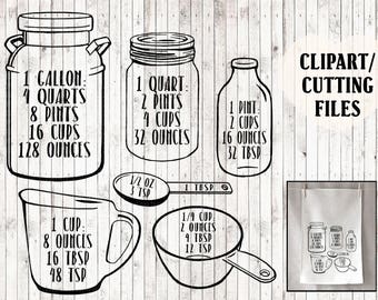 measurement cheat sheet svg files, conversion chart svg, measuring cup svg, cutting board svg, kitchen cut files, kitchen art, vinyl designs