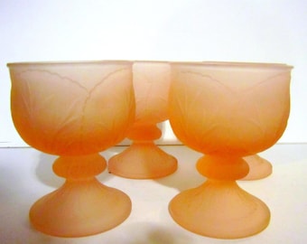 Vintage Frosted Pink Glass Dessert cups