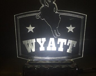 Rodeo night light, Kids night light, LED light, Nursery lamp, Western baby nightlight, Bronco night light, Cowboy led night light, led light