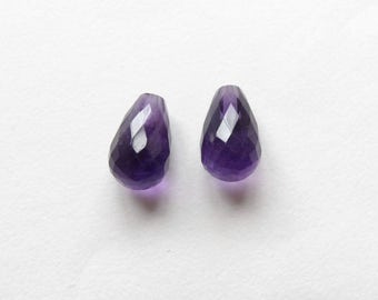 Dark Amethyst Faceted Mini Half Top Drilled Teardrops 6x10 mm One Pair Perfect for earrings J6010 F3535