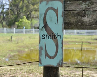 Name & Initial Rustic wood sign