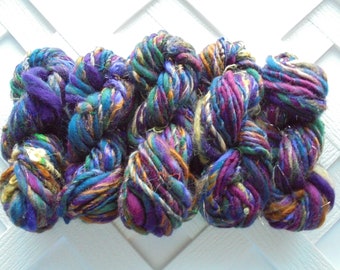 RENAISSANCE FESTIVAL, Thick and Thin Handspun Mini Skeins, Worsted-Weight Handspun, Merino Yarn, Soft Artisan Yarn, Art Yarn, Knitting Yarn