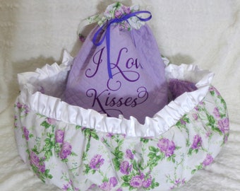 Lavender Blooms - Dog Cart Cover - Shopping Cart Cover - Dogs - Pets - Faux Fur Seat - Includes Tote - Embroidered Personalization