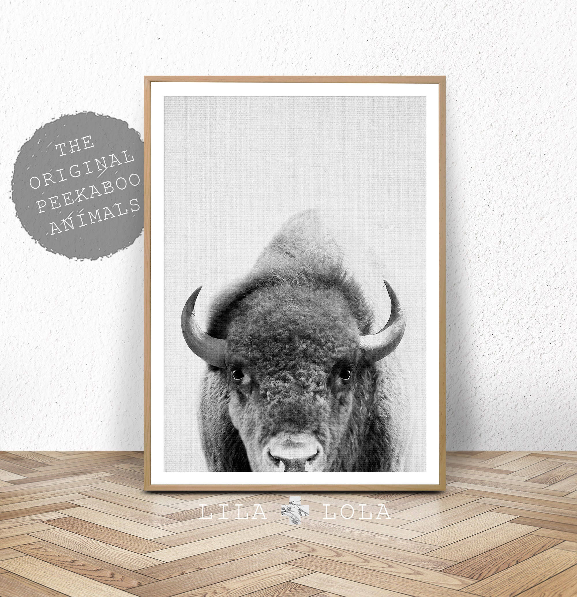 Buffalo Print Bison Wall Art Nursery Decor Kids Room