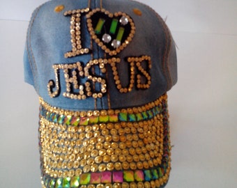 I Love Jesus Denim Cap