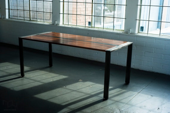 Walnut Desk or Dining Table Steel Frame Custom