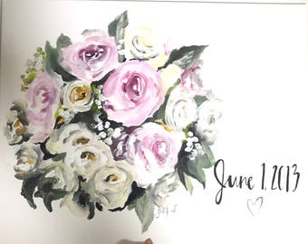 Custom bridal bouquet painting 11x14 canvas!