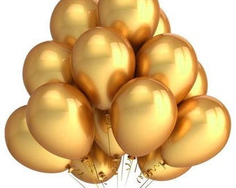 Metallic Chrome Gold Latex Balloons/ Metallic Gold Balloon/ Gold Balloons/ Glamorous Gold Latex Balloons