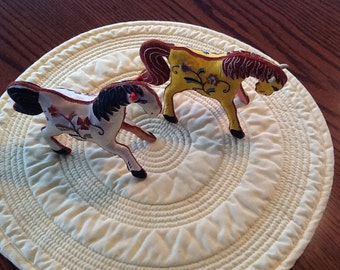Vintage Hand Stitched Silk Horses
