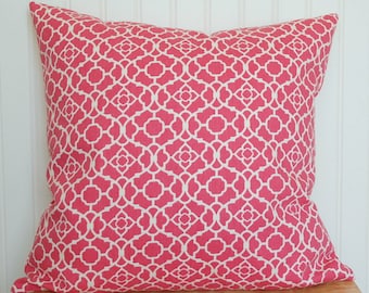 Pink Pillow Cover, Pink Geometric Pillow Cover, Raspberry Geometric Throw Pillow Cover, Pink and White Pillow, Pink Cushion Cover