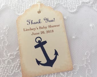 Nautical Anchor Tags Baby Shower Thank You Favor Tags Ahoy! It's a Boy! Set of 10