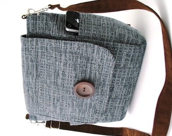 blue crossbody bag, steel blue purse, womens backpack, blue messenger bag ,blue backpack, blue handbag, zipper bag, fits IPAD