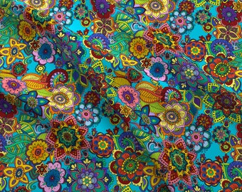 60s Fabric - Mandala Love By Woodledoo - 60s Colorful Doodle 1960s Mod Retro Vintage Psychedelic Cotton Fabric By The Yard With Spoonflower