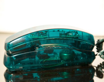 Retro Translucent Green Telephone - Skeleton Phone - Very 1980's - Conair Brand