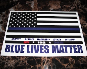 Blue Lives Matter Bumper Sticker Decal - Support Police - Law Enforcement Blue Thin Line